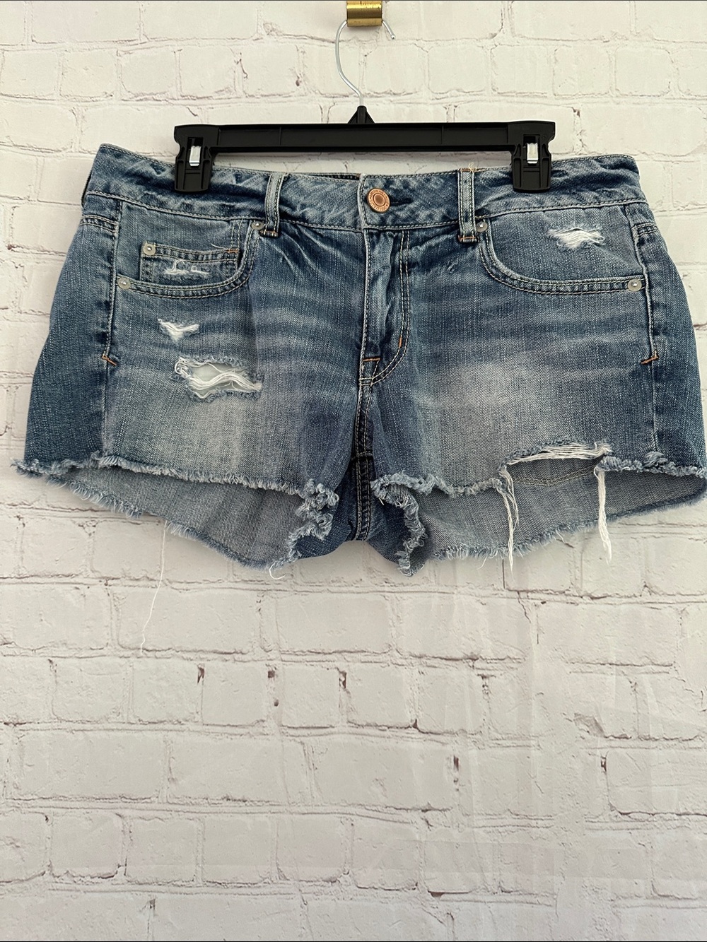 American Eagle Outfitters Distressed Denim Cutoff Shorts - Faded Blue 12